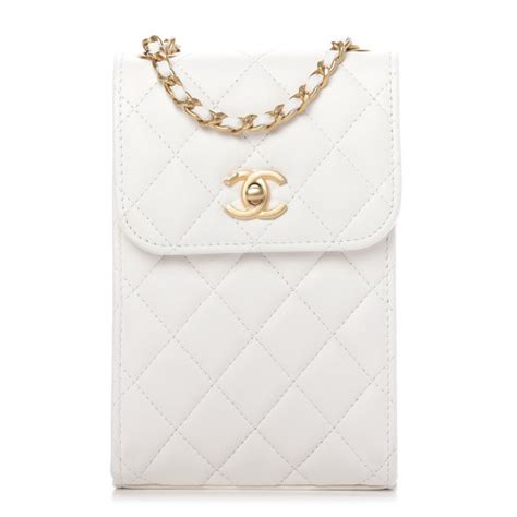 CHANEL Lambskin Quilted Pearl Crush Phone Holder 